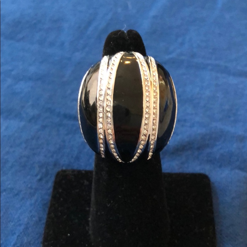 Joan Byce Crystal and Enamel Dome Ring size 6.5